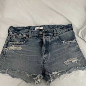 Moussy Blue Distressed Jean Shorts